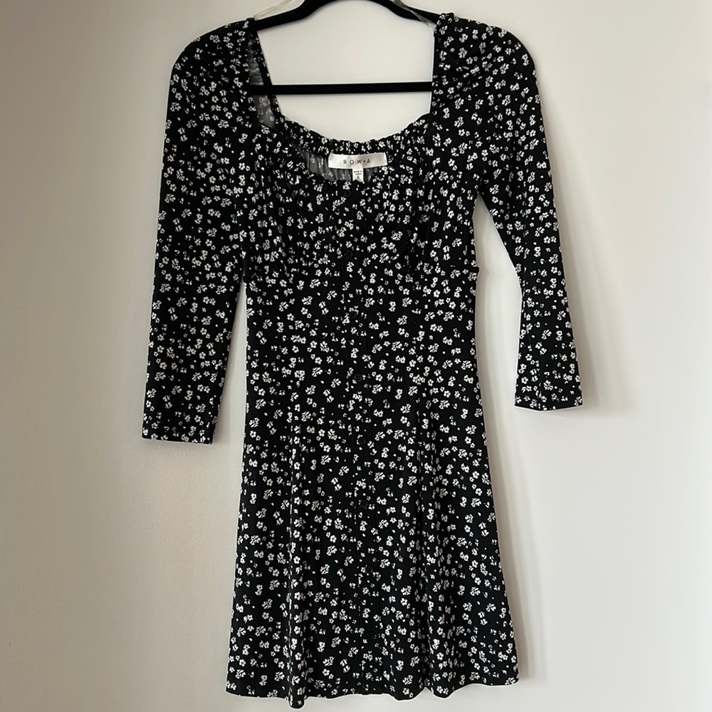 Floral Black and White Dress